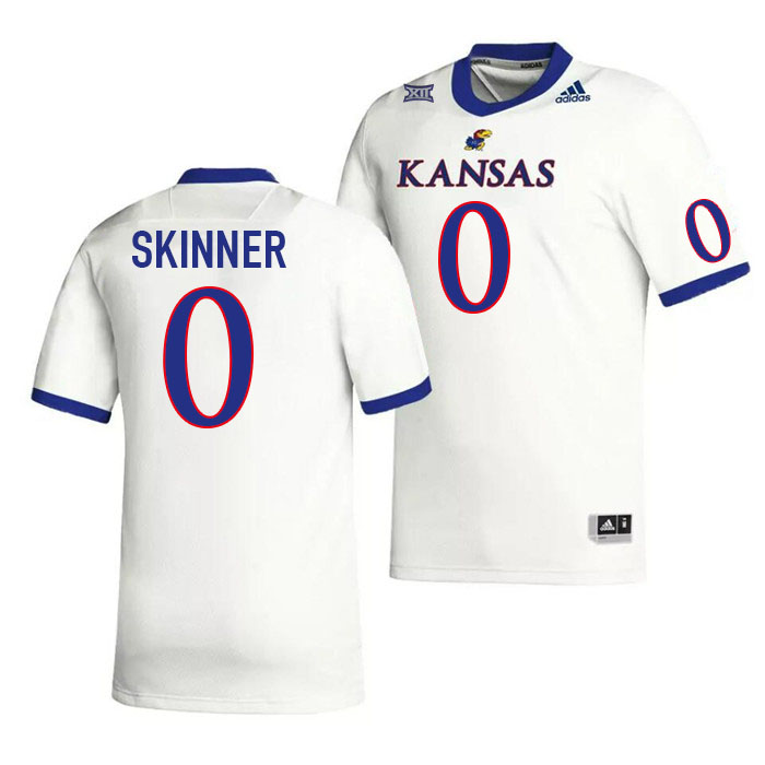 Men #0 Quentin Skinner Kansas Jayhawks College Football Jerseys Stitched Sale-White - Click Image to Close